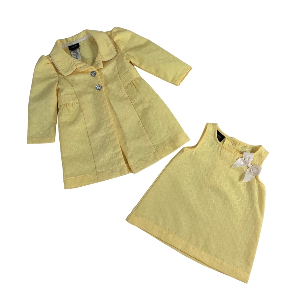 Yellow A-line Peacoat with Matching Dress Girls 12m Easter Coquette